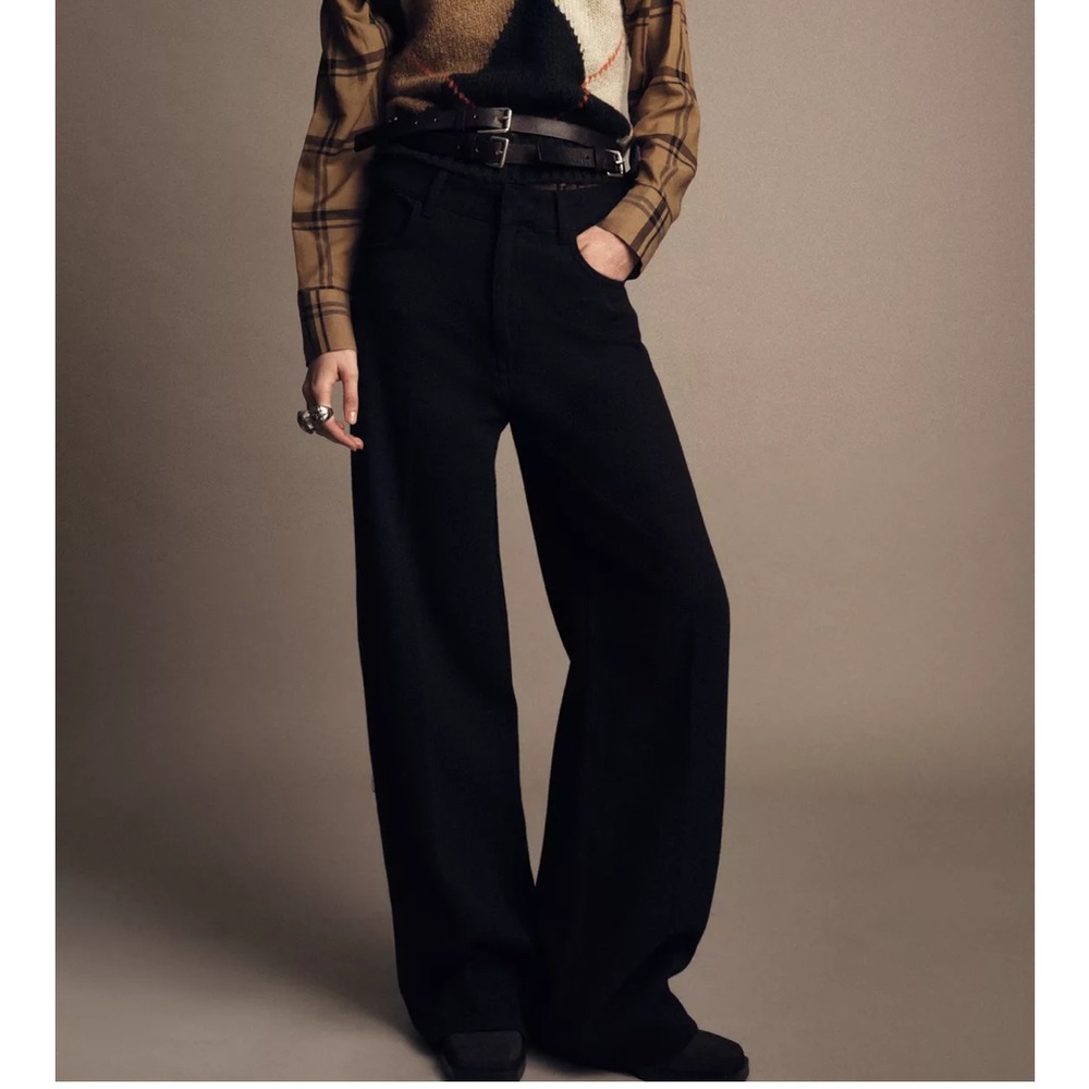 Zara NWT black denim jeans wide leg 100% cotton - Picture 5 of 10
